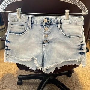 Stone wash high stretch denim shorts